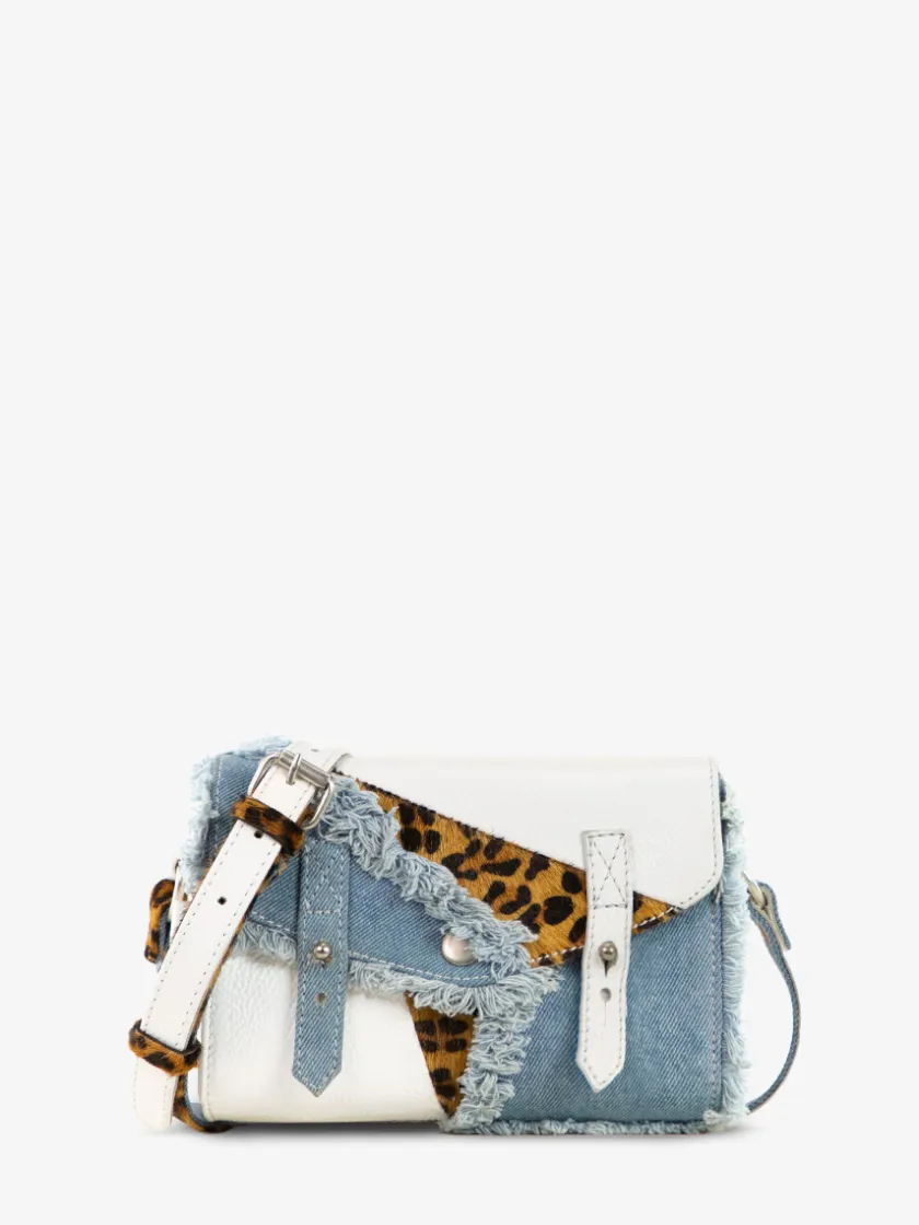 PAUL MARIUS Mini Sacs|Sacs Porté Travers|LeMini Indispensable Chimère - Denim / Blanc