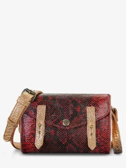 PAUL MARIUS Mini Sacs|Sacs Porté Travers|LeMini Indispensable Python - Rouge Grenat