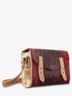 PAUL MARIUS Mini Sacs|Sacs Porté Travers|LeMini Indispensable Python - Rouge Grenat