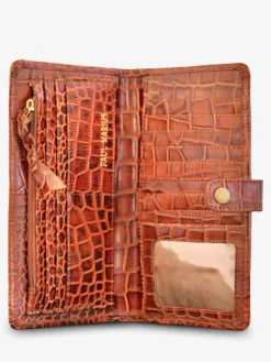 PAUL MARIUS Portefeuilles|LePortefeuille Charlotte N°2 Alligator Cocktail - Ambre