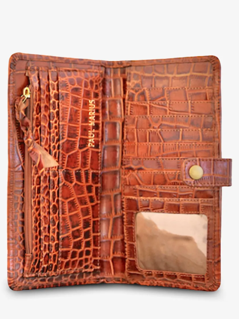 PAUL MARIUS Portefeuilles|LePortefeuille Charlotte N°2 Alligator Cocktail - Ambre