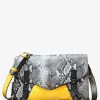 PAUL MARIUS Sacs Porté Travers|Sacs Porté Épaule|L'Indispensable Python - Granit / Jaune Metallisé