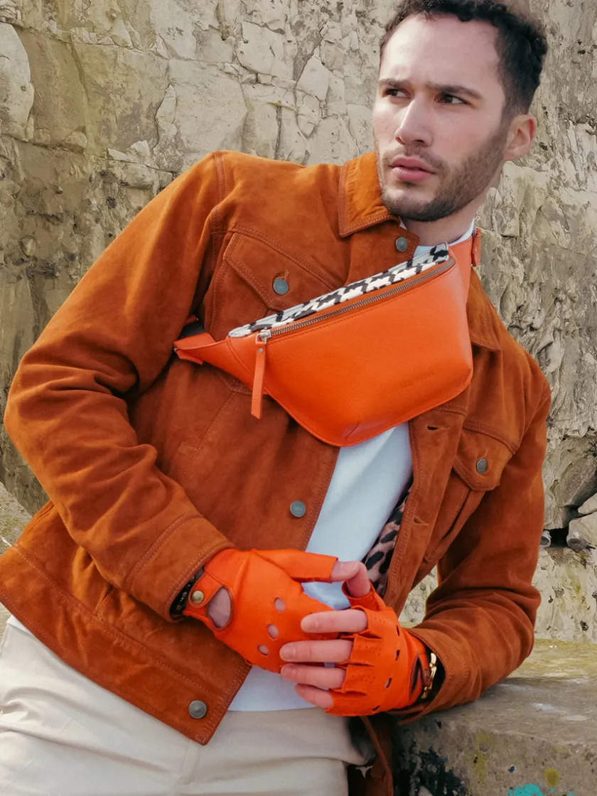 PAUL MARIUS Gants Et Mitaines|Mitaines Pilote Homme - Orange / Naturel