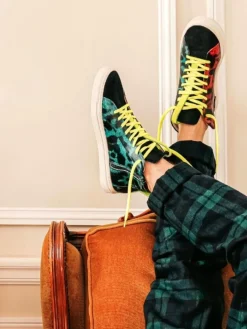 PAUL MARIUS Pm001 - Baskets Montantes|Pm001 - Baskets Montantes|PM001 - Bicolore Léopard Vert/Rouge